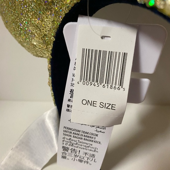 Disney Minnie Ear Headband 50th Anniversary Gold Sequin With EARidescent Blue - Picture 12 of 12